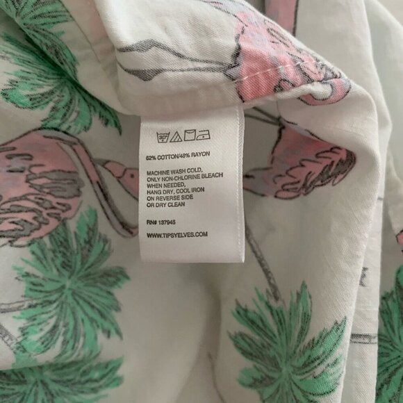 Tipsy Elves Button Up Shirt Men’s Size 2XL Flamingo Palm Trees White Tropical - Picture 9 of 9